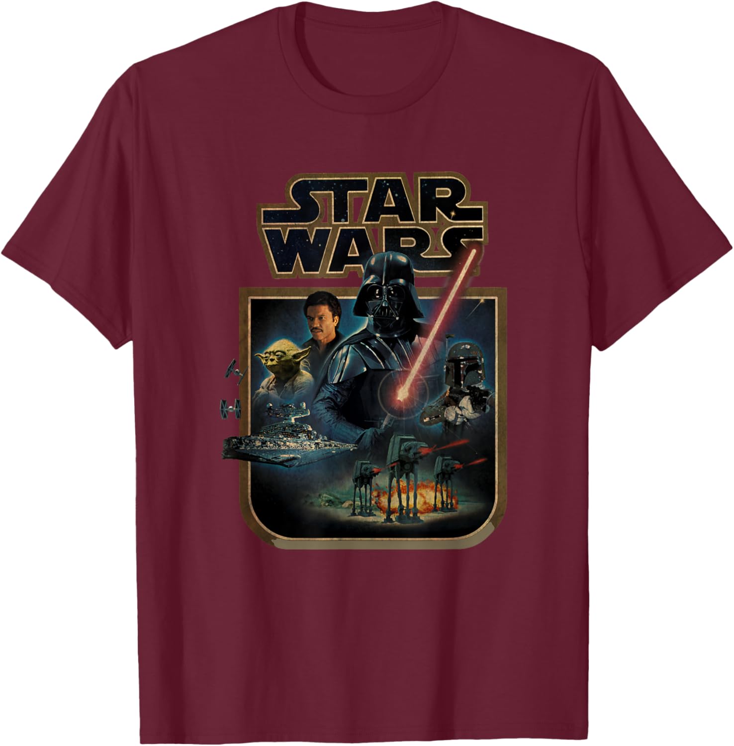 Star Wars The Empire Strikes Back Vintage Collage Poster T-Shirt - T-Shirt | Maroon