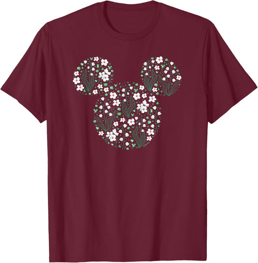 Disney Mickey Mouse May Birth Month Birthstone & Flowers T-Shirt - T-Shirt | Maroon