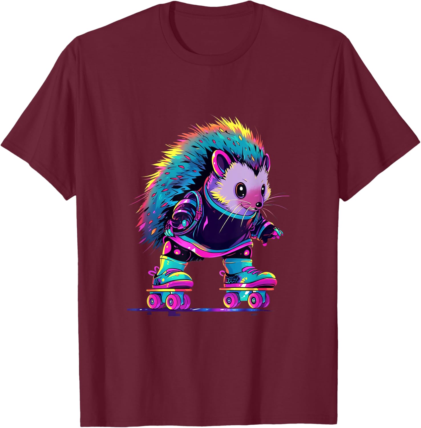 Roller Skating Funny Hedgehog Skater Roller Skates T-Shirt - T-Shirt | Maroon