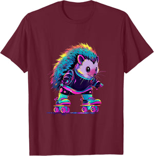 Roller Skating Funny Hedgehog Skater Roller Skates T-Shirt - T-Shirt | Maroon
