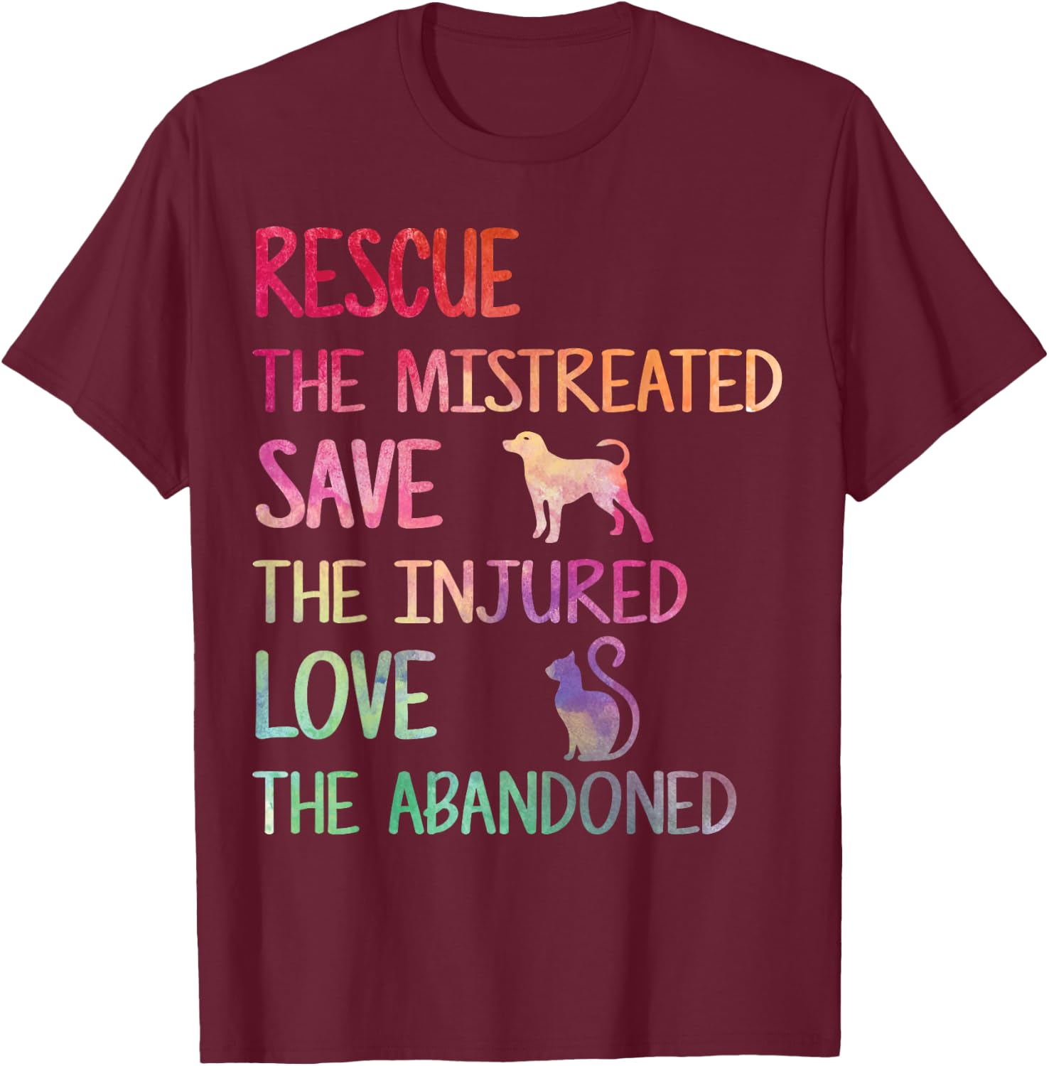 Rescue Save Love PET Animal Shelter Volunteer Gifts Sleeve T-Shirt - T-Shirt | Maroon