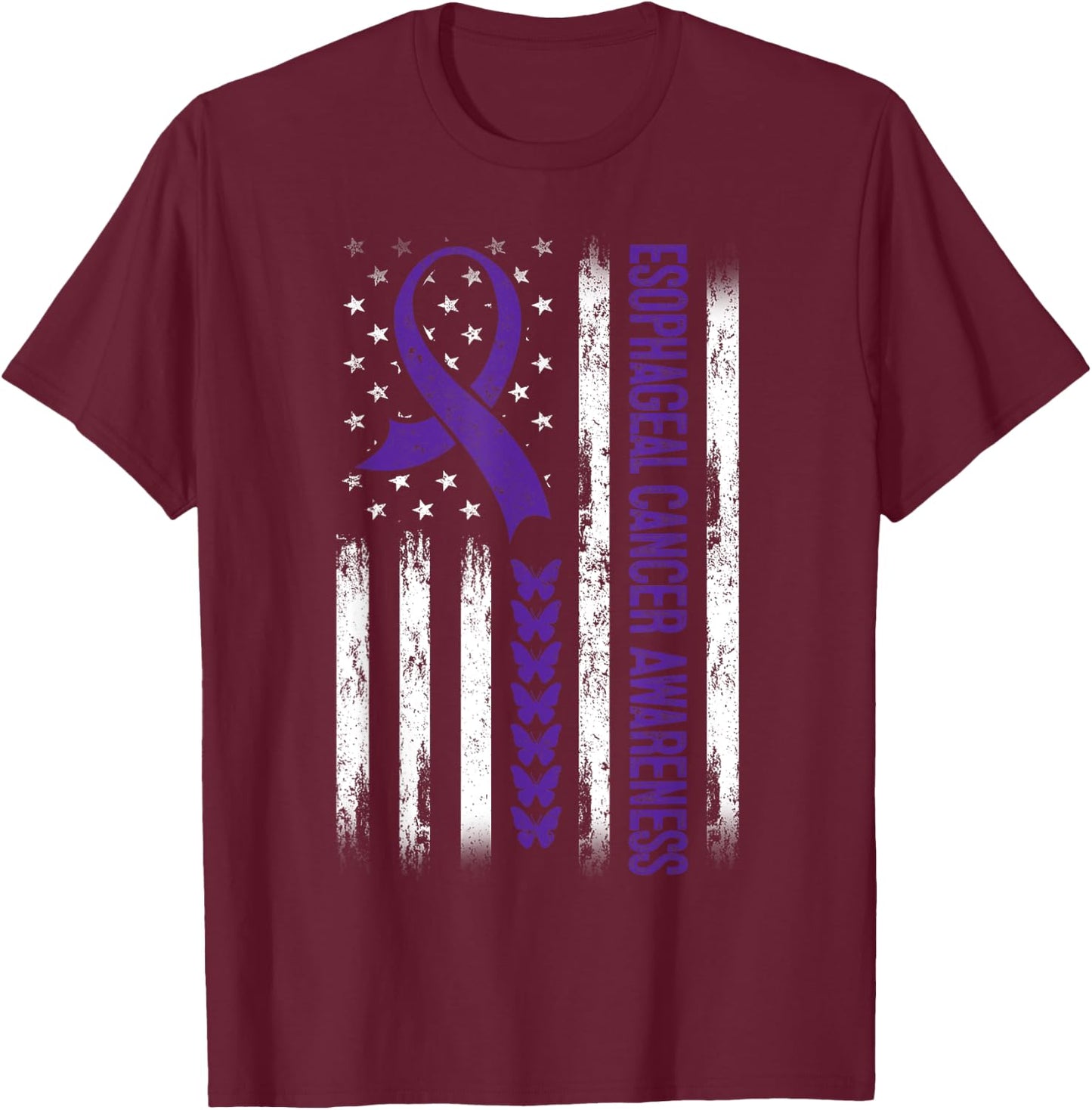 Esophageal cancer Awareness American Flag Kids Men T-Shirt - T-Shirt | Maroon