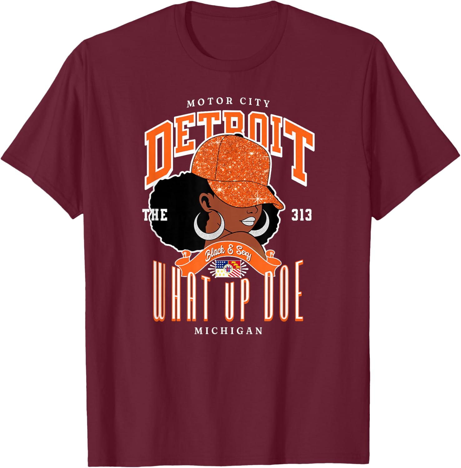 313 Detroit Area Code | Unapologetically Melanated T-Shirt - T-Shirt | Maroon