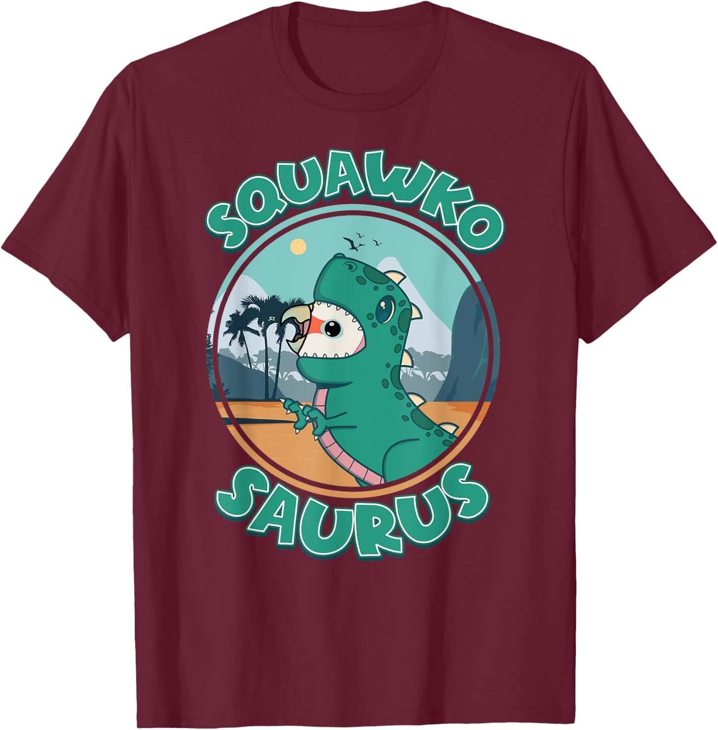 Squawkosaurus T Rex Parrot I Goffins Cockatoo T-Shirt - T-Shirt | Maroon