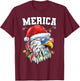 Merica Christmas Shirt Patriotic Veteran Santa Bald Eagle Kids Men T-Shirt - T-Shirt | Maroon