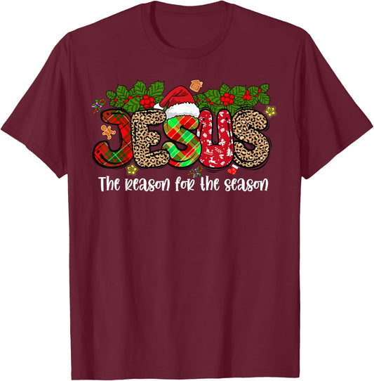 Jesus Is The Reason For The Season Christmas Pajama T-Shirt - T-Shirt | Maroon