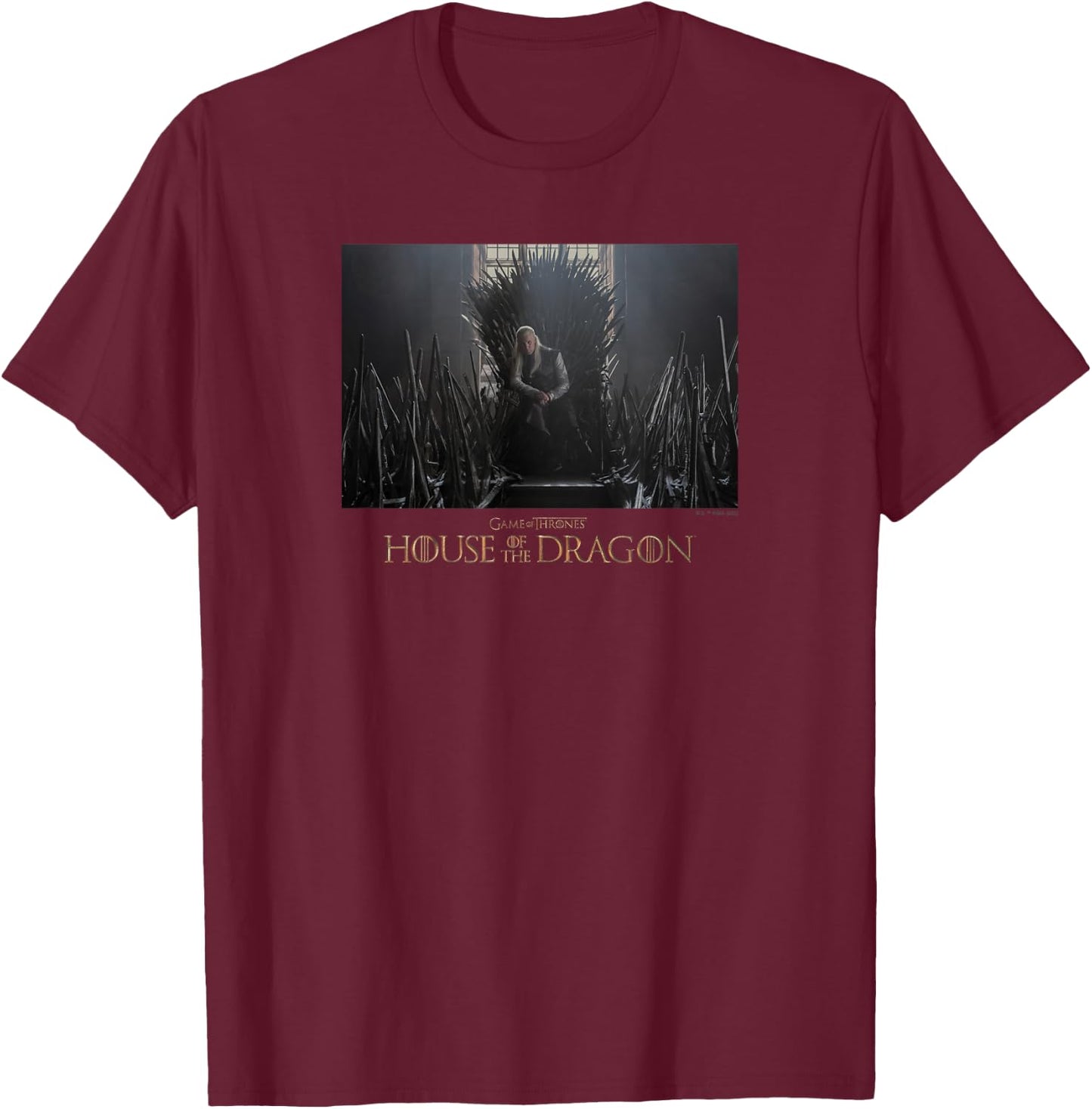 House of the Dragon Daemon Targaryen Iron Throne Poster T-Shirt - T-Shirt | Maroon