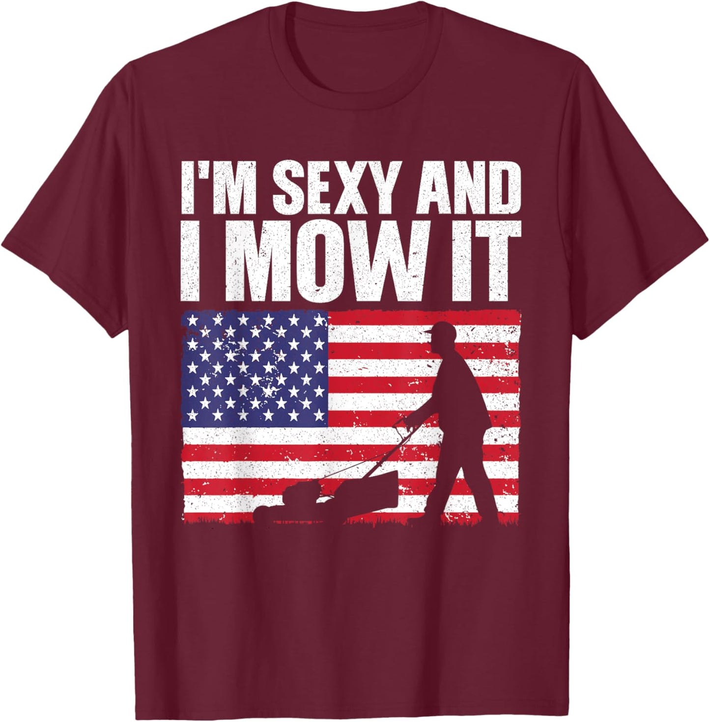 Cool Lawn Mower Women Mowing Landscaper 4th Of July T-Shirt - T-Shirt | Maroon