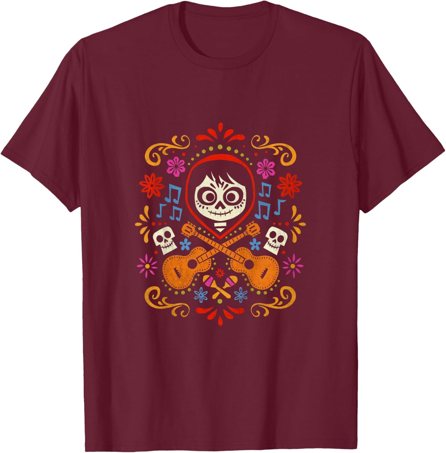 Kids Disney Pixar Coco Miguel Guitar Celebration Toddler T-Shirt - T-Shirt | Maroon