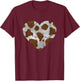 Brown Cow Pattern Heart Lovers of Farm Animals T-Shirt - T-Shirt | Maroon