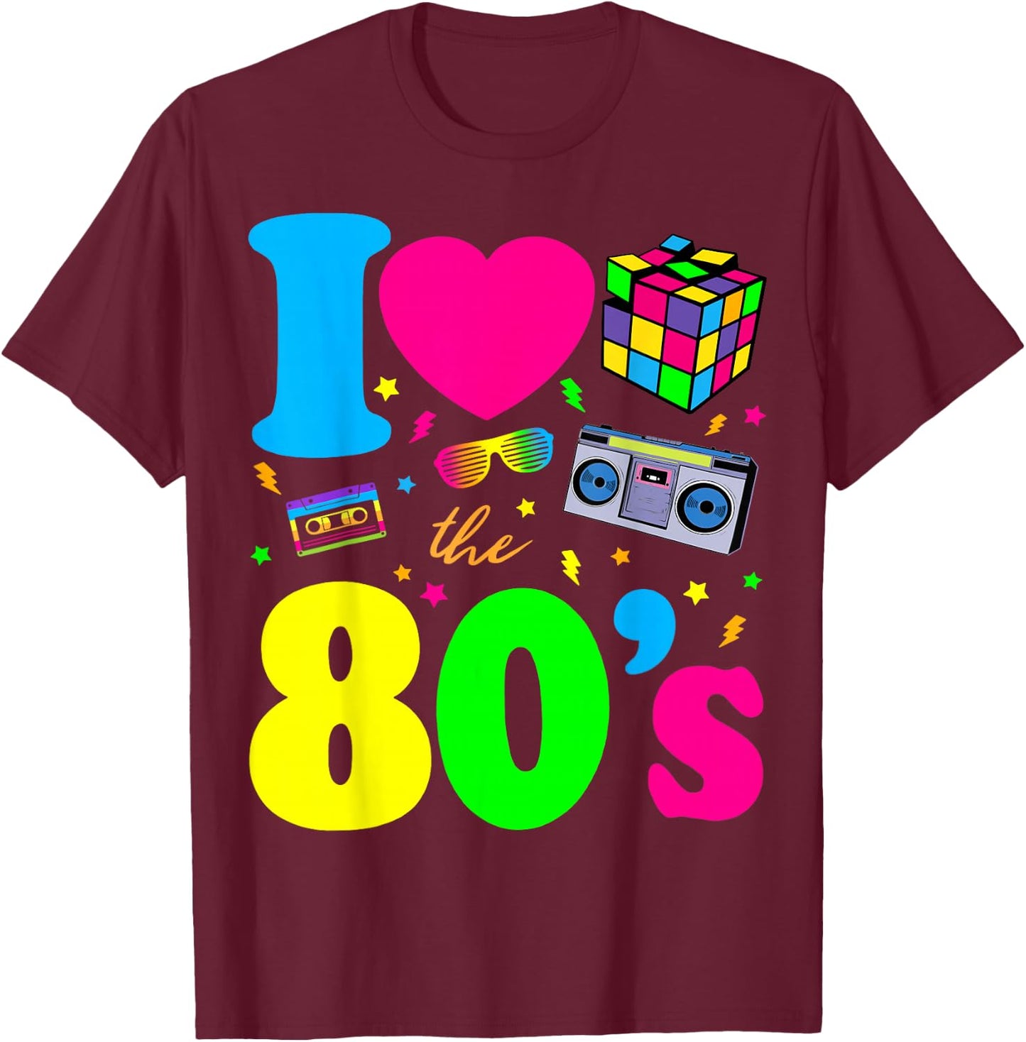 I Love The 80s Classic Nostalgia T-Shirt - T-Shirt | Maroon