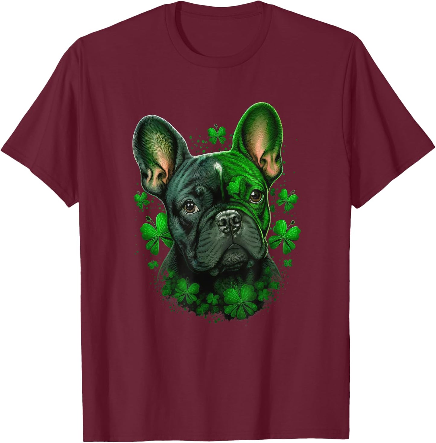 St Patricks Day French Bulldog T-Shirt - T-Shirt | Maroon