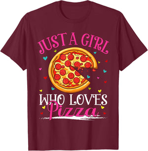 Just A Girl Who Loves Pizza Girls T-Shirt - T-Shirt | Maroon