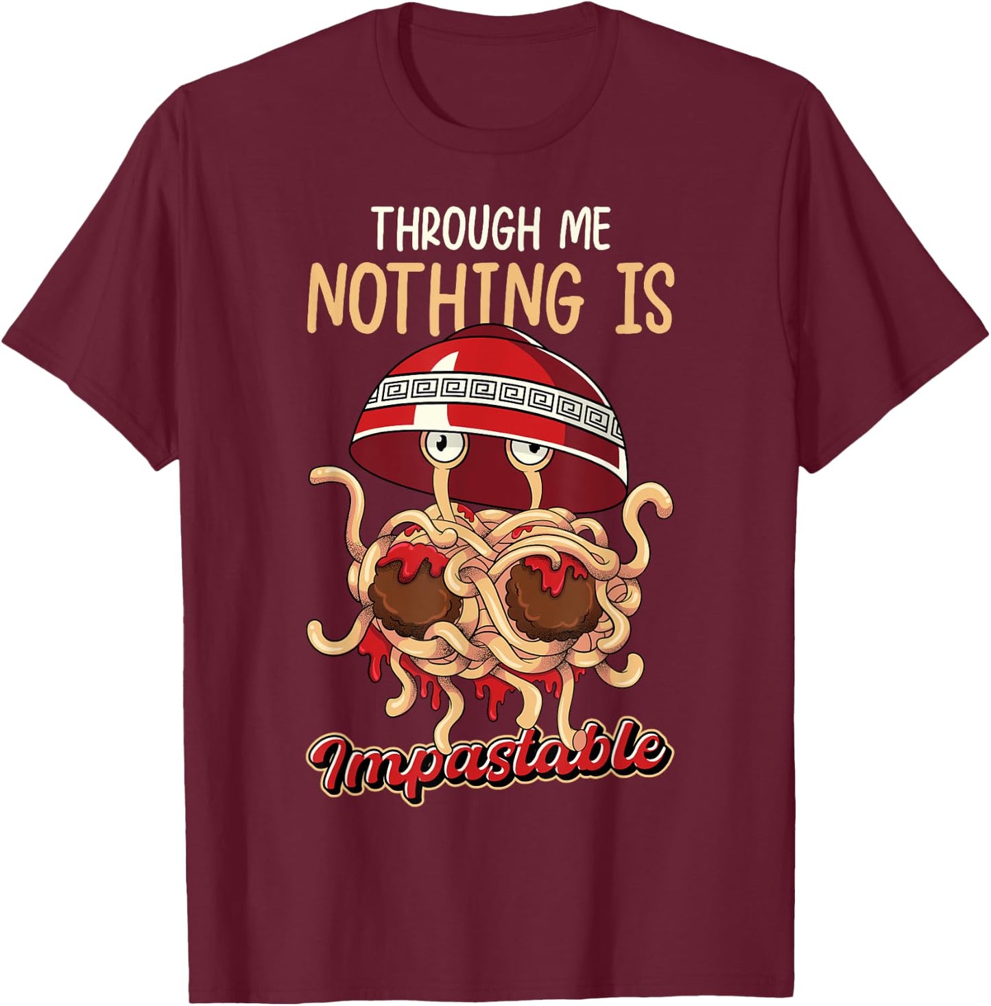 Flying Spaghetti Monster Pastafarian Pastafari FSM T-Shirt - T-Shirt | Maroon