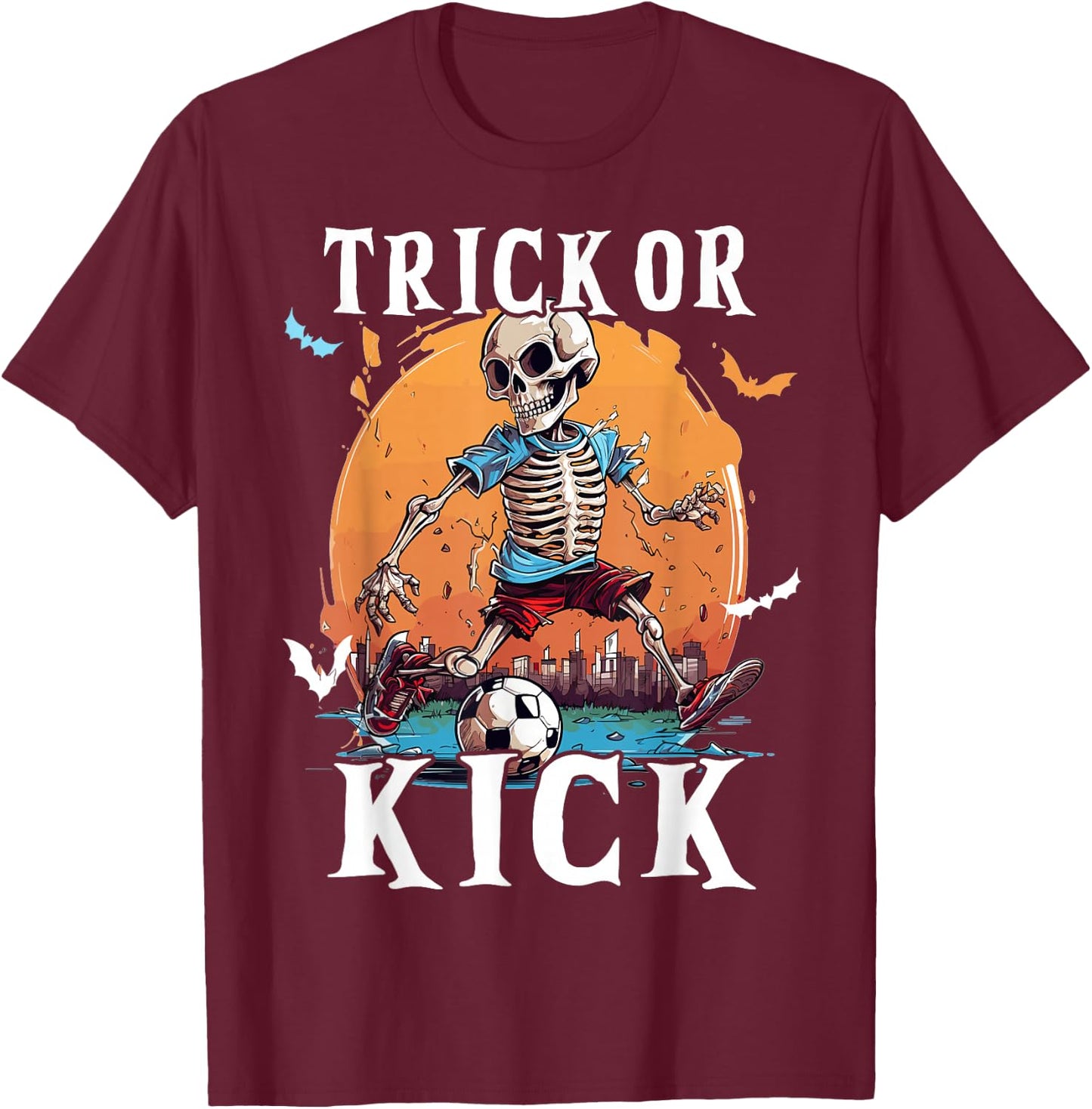 Soccer Skeleton Halloween Soccer Player Halloween Men Boys T-Shirt - T-Shirt | Maroon