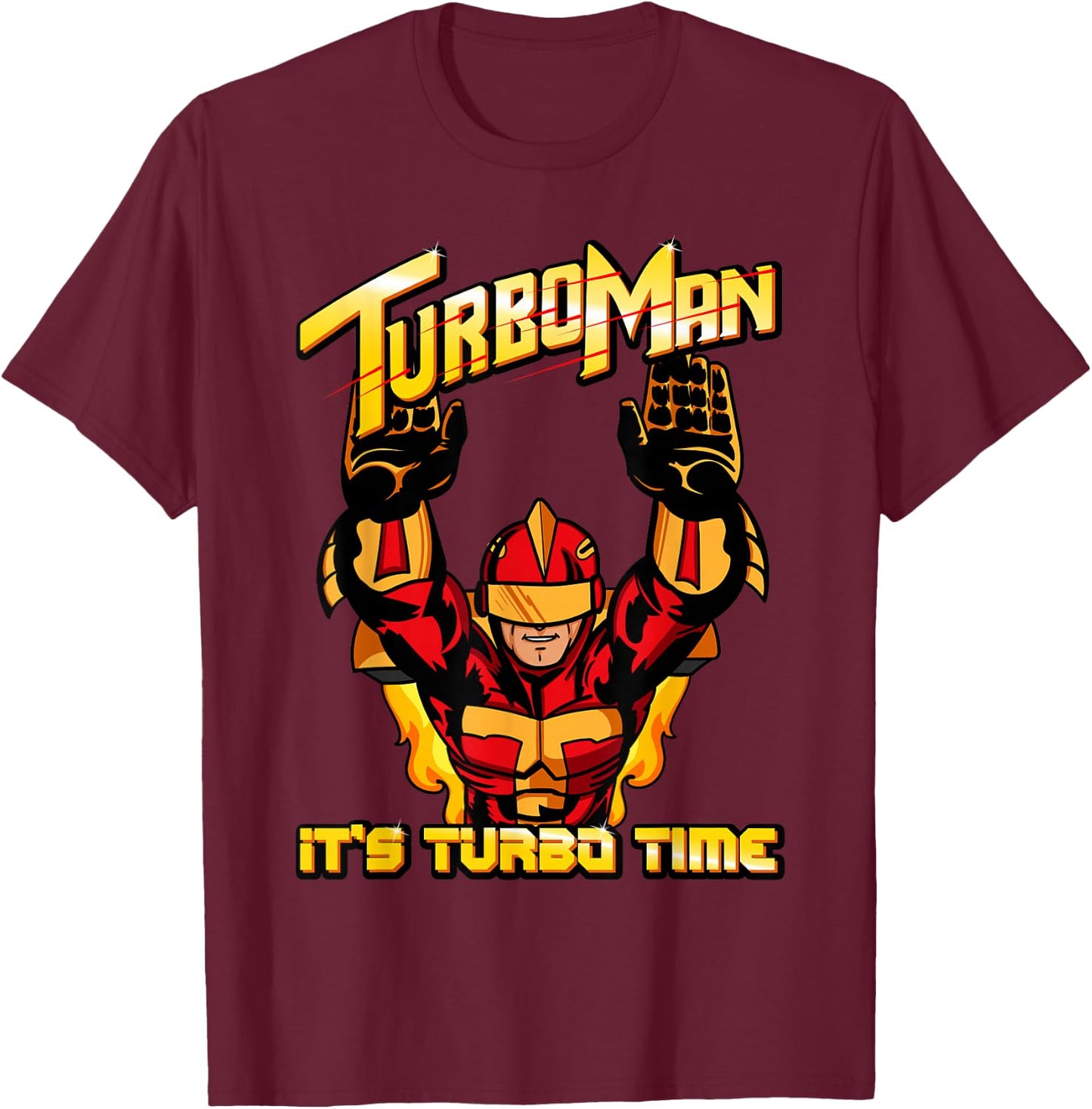 Turbo Man - It's Turbo Time T-Shirt - T-Shirt | Maroon