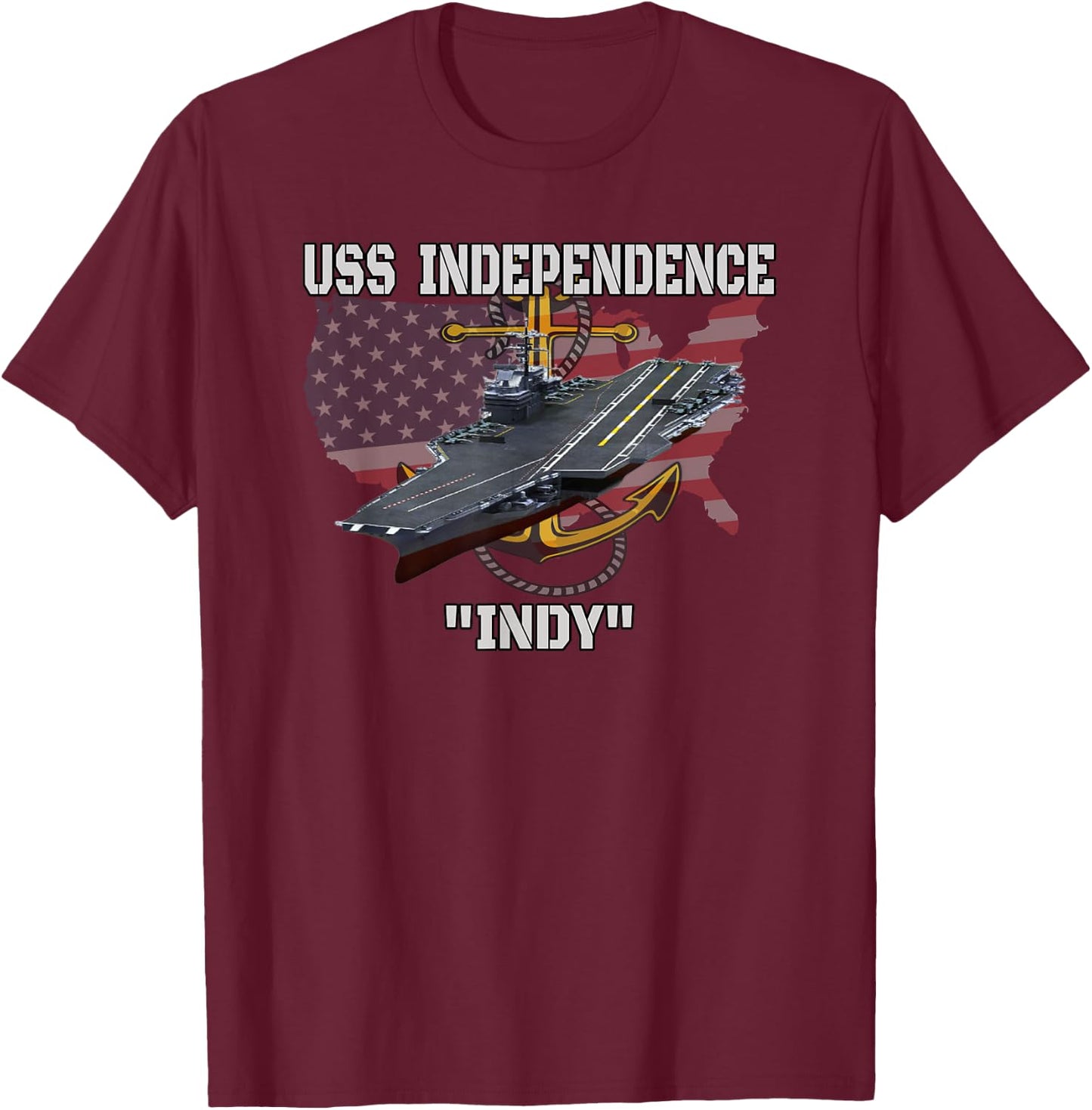 Aircraft Carrier USS Independence CV-62 CVA-62 Veterans Day T-Shirt - T-Shirt | Maroon