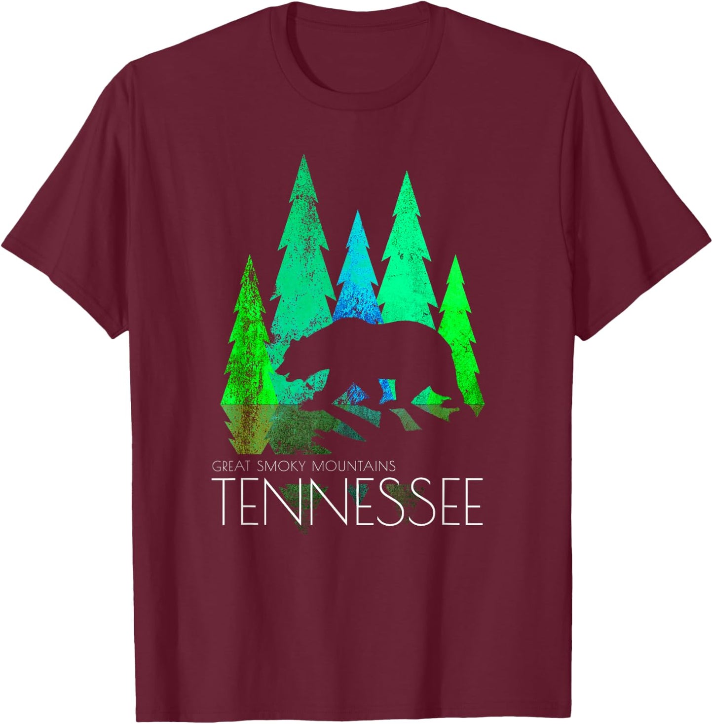 Great Smoky Mountains - Tennessee - Black Bear Tennessee T-Shirt - T-Shirt | Maroon