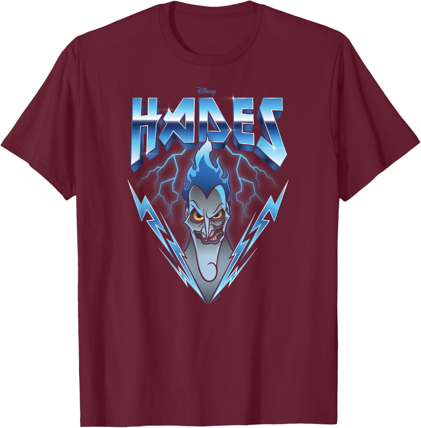 Disney Villains - Hades Blue Lightning Rock n Roll T-Shirt - T-Shirt | Maroon
