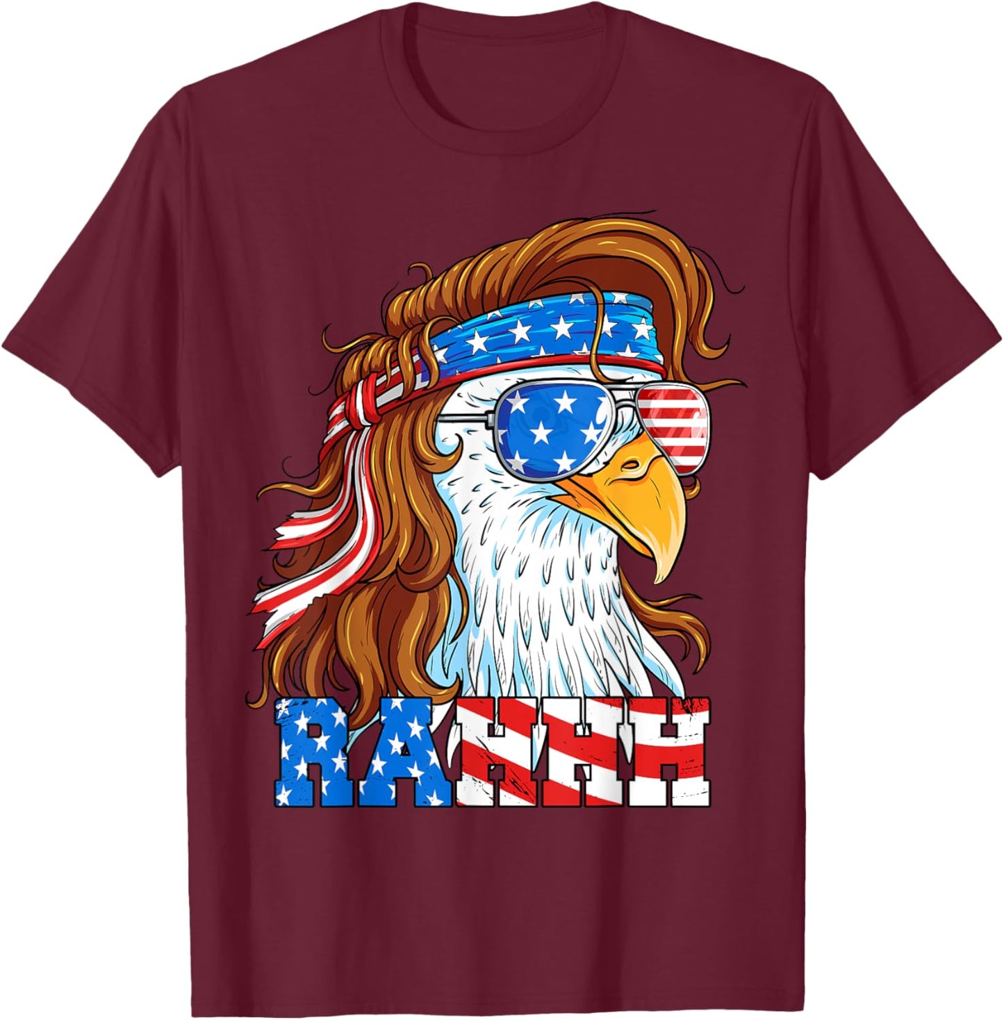 Rahhh Eagle 4th of July Mullet American Flag Usa Meme T-Shirt - T-Shirt | Maroon