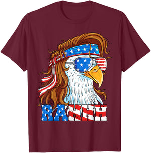 Rahhh Eagle 4th of July Mullet American Flag Usa Meme T-Shirt - T-Shirt | Maroon