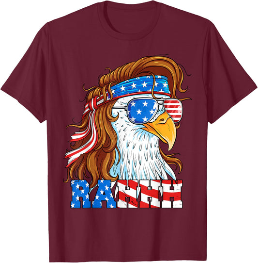 Rahhh Eagle 4th of July Mullet American Flag Usa Meme T-Shirt - T-Shirt | Maroon