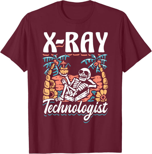 X-Ray Tech Skeleton Radiology Department X- Ray Technologist T-Shirt - T-Shirt | Maroon