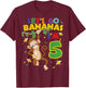 Kids Monkey 5th Birthday Zoo Let's Go Bananas I'm 5 T-Shirt - T-Shirt | Maroon