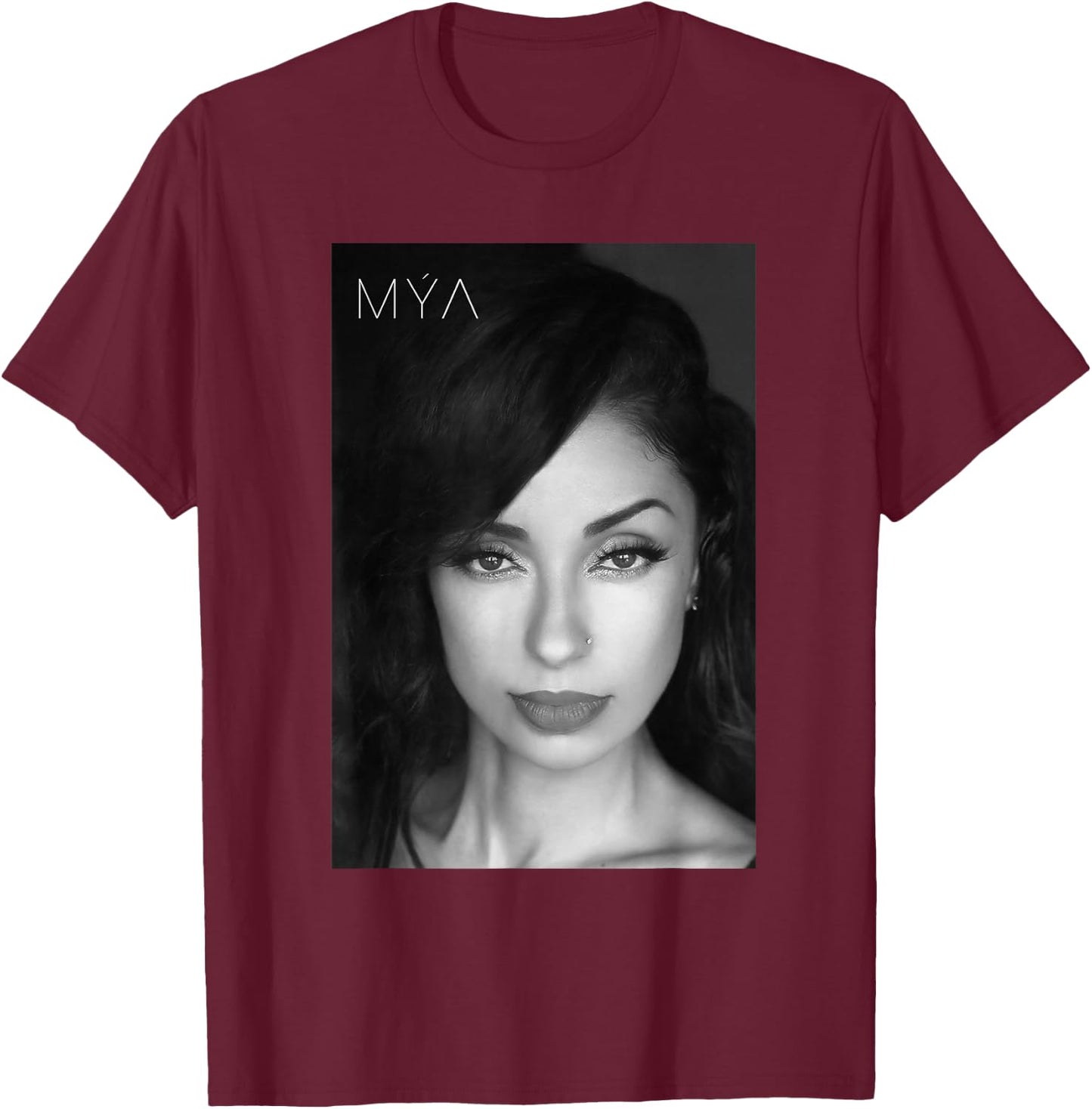 MYA Close Up Black & White T-Shirt - T-Shirt | Maroon
