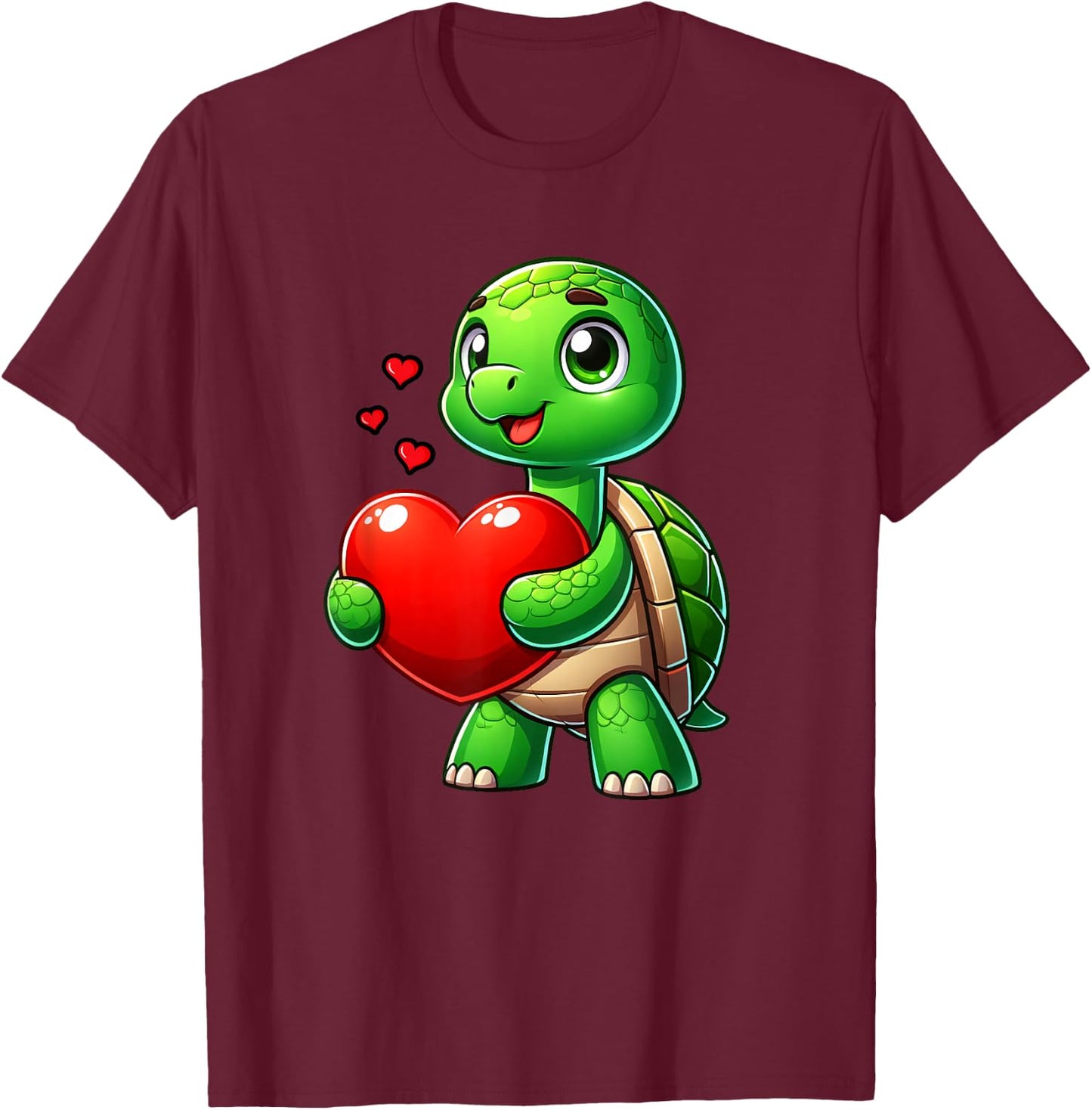 Turtle Heart Lover Funny Valentines Boys Girls Kids Men T-Shirt - T-Shirt | Maroon