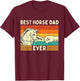 Best Horse Dad Ever - Retro Horses Horseman Equestrian Lover T-Shirt - T-Shirt | Maroon