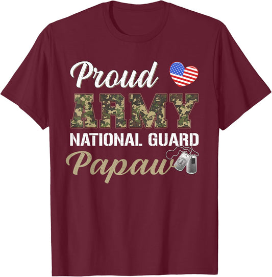 Retro Proud Army National Guard Papaw Military Pride Costume T-Shirt - T-Shirt | Maroon