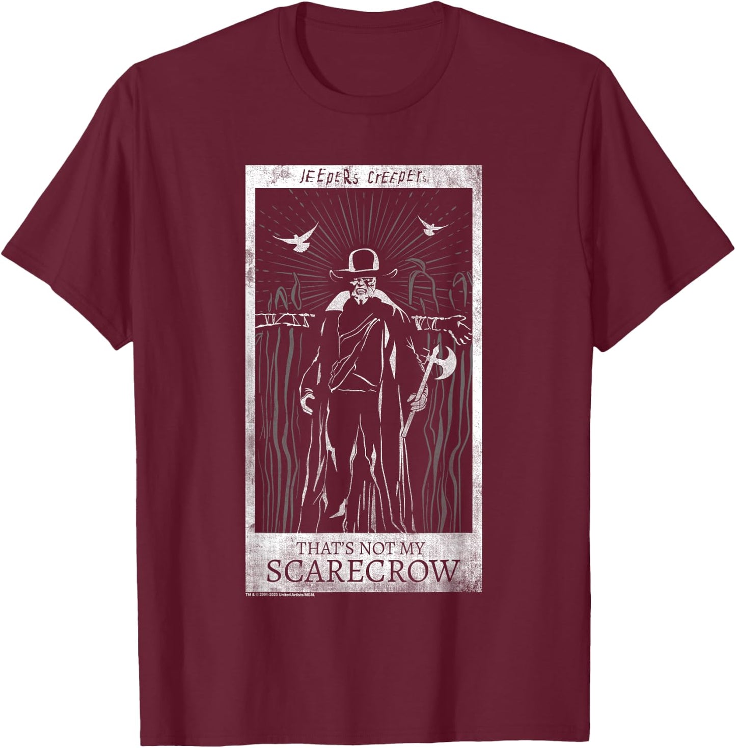 Jeepers Creepers Halloween Not My Scarecrow Retro Tarot Card T-Shirt - T-Shirt | Maroon