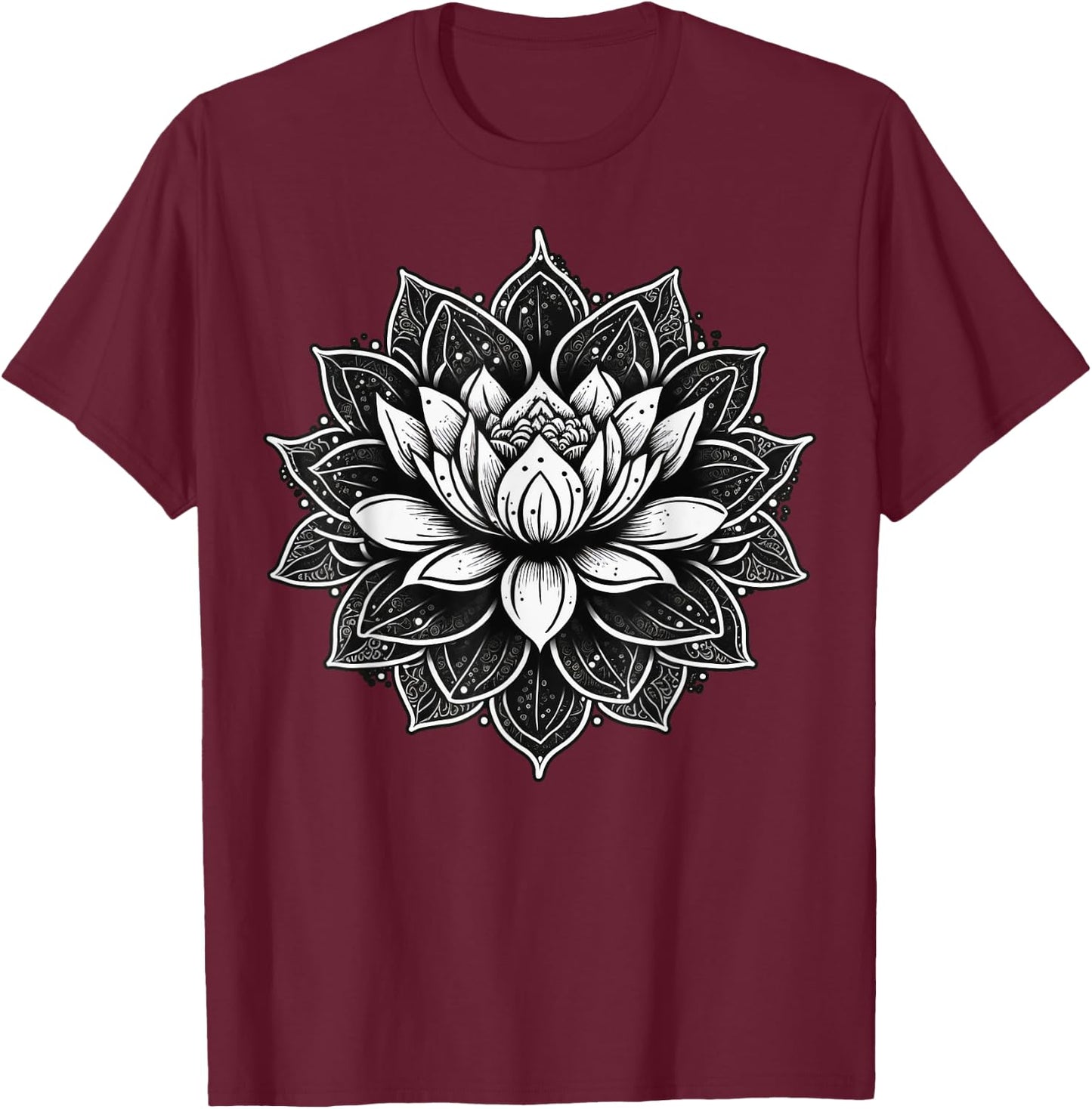 Yoga Meditation Lotus Flower on Mandala Lotus Flower T-Shirt - T-Shirt | Maroon