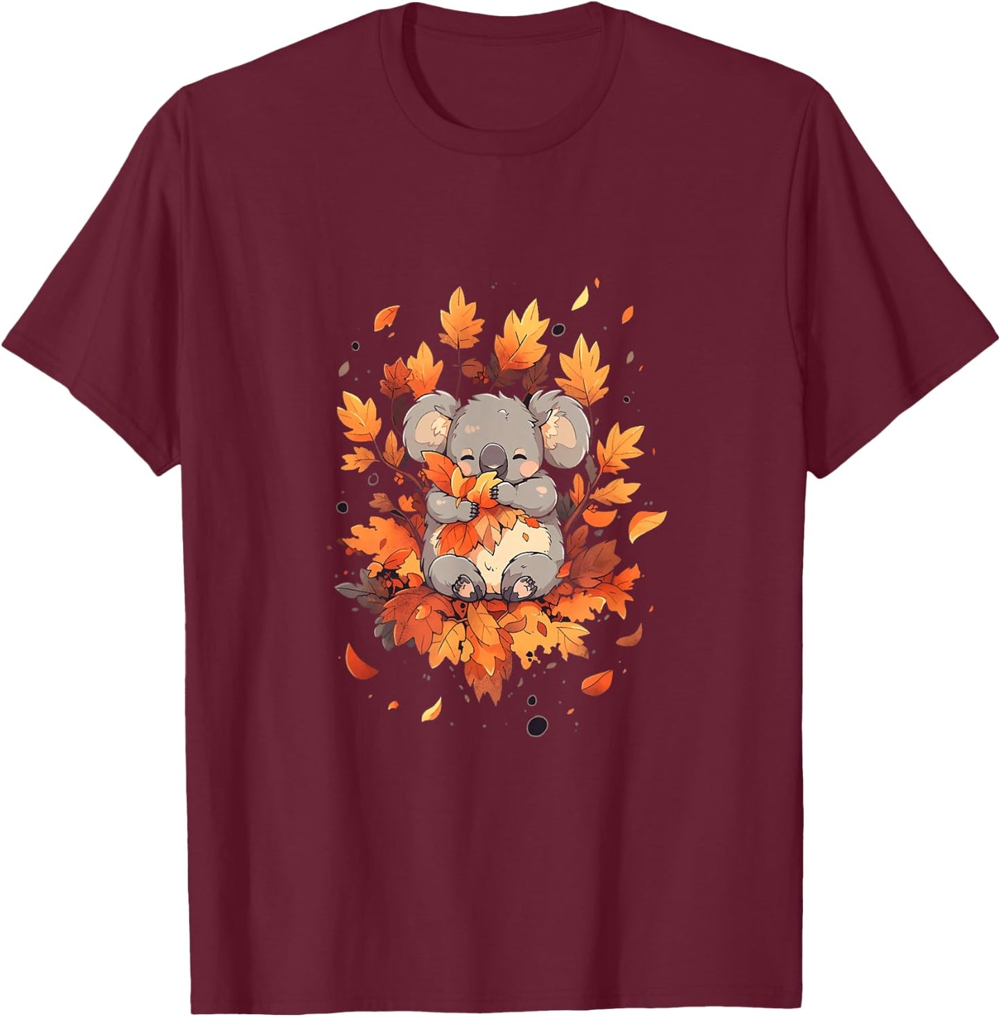 Koala Autumn Season Autumn Leaves Thanksgiving T-Shirt - T-Shirt | Maroon