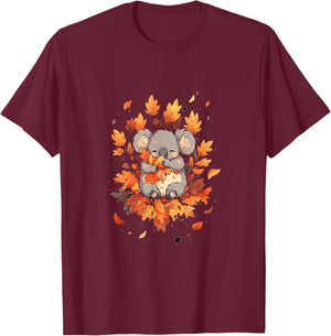 Koala Autumn Season Autumn Leaves Thanksgiving T-Shirt - T-Shirt | Maroon