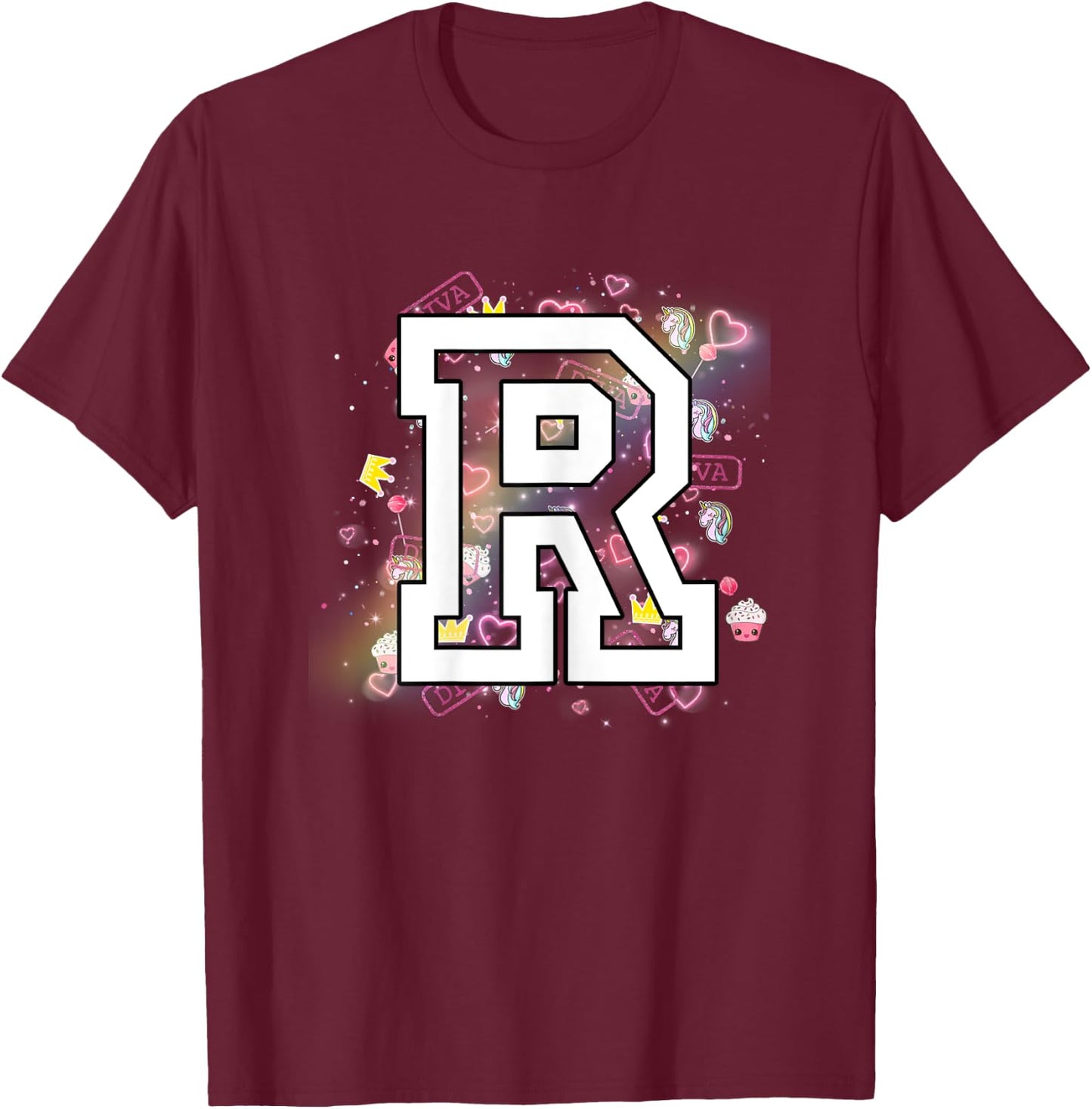 Kids Letter R Clothing For a Girl Who's Name Starts With R T-Shirt - T-Shirt | Maroon