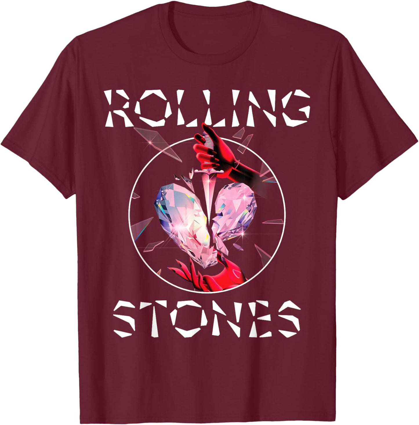 Official The Rolling Stones HD Prism Heart T-Shirt - T-Shirt | Maroon