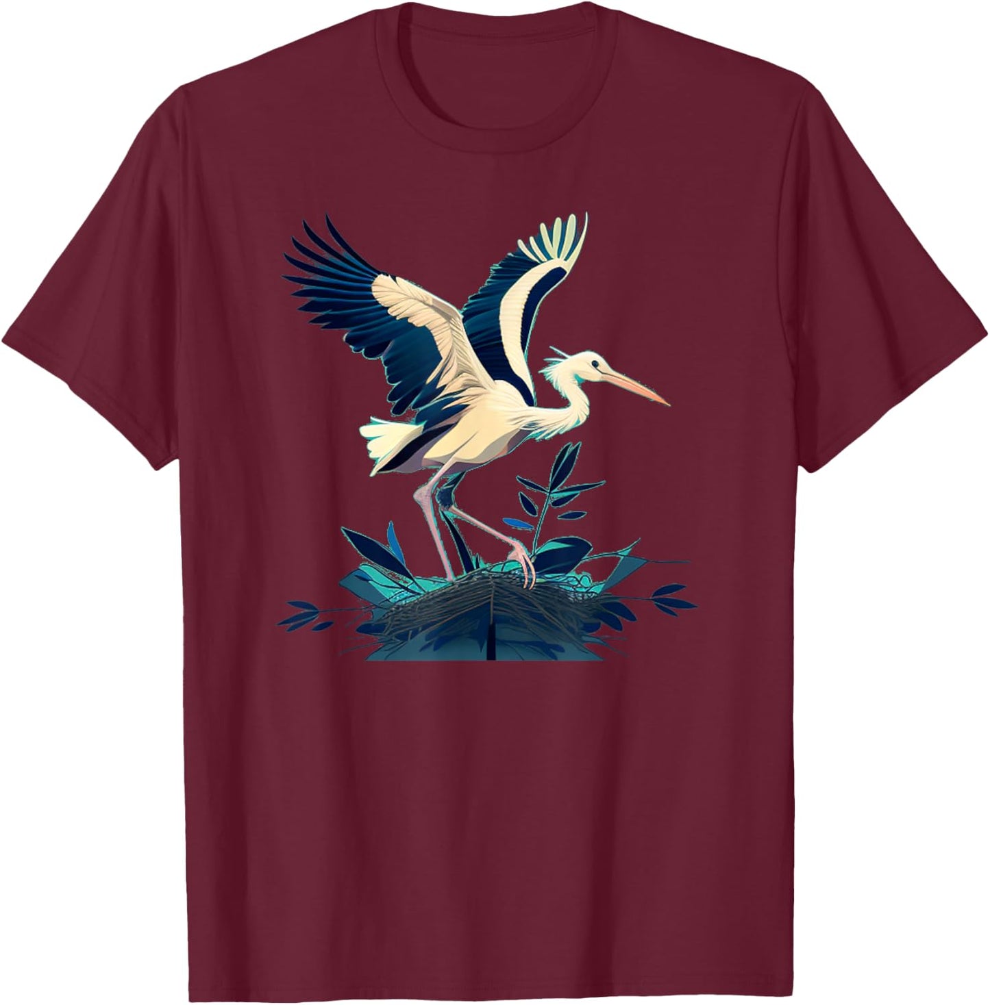Funny Stork Bird T-Shirt - T-Shirt | Maroon