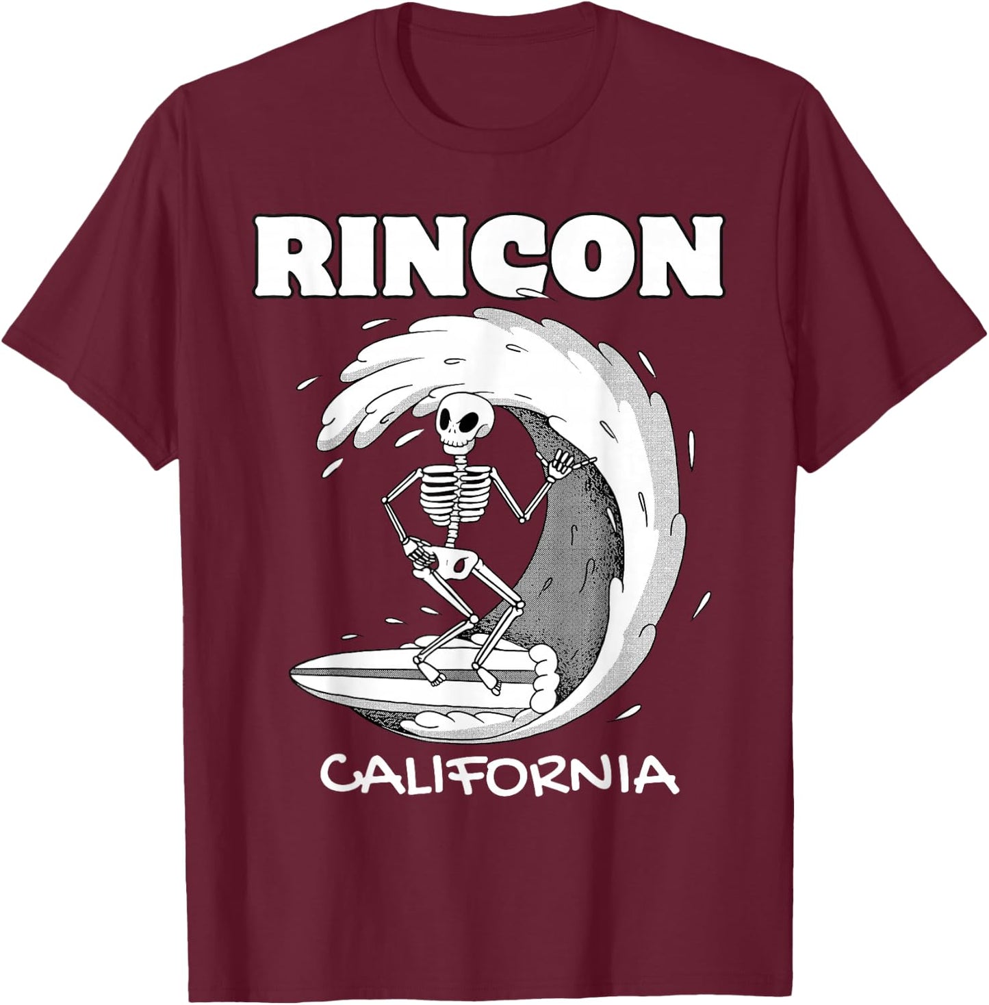 RINCON CALIFORNIA Surf Vintage Retro Surfing T-Shirt - T-Shirt | Maroon