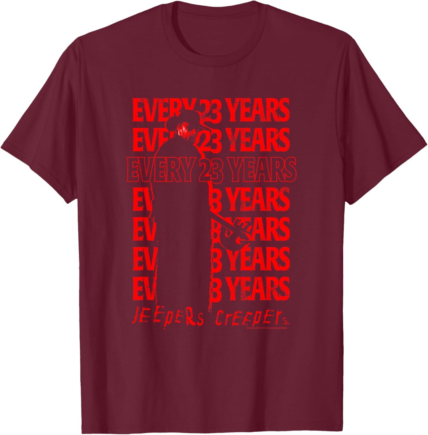 Jeepers Creepers Halloween Every 23 Years Red Vintage Stack T-Shirt - T-Shirt | Maroon