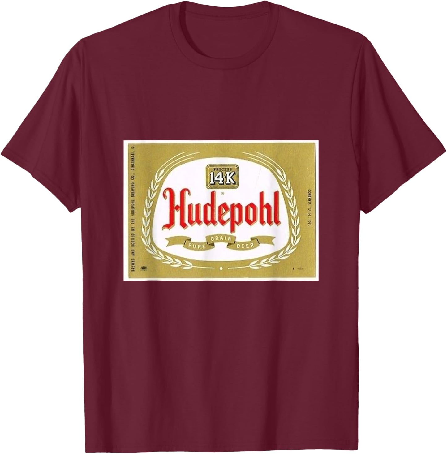 Hudepohl 14K Cincinnati Lager T-Shirt - T-Shirt | Maroon