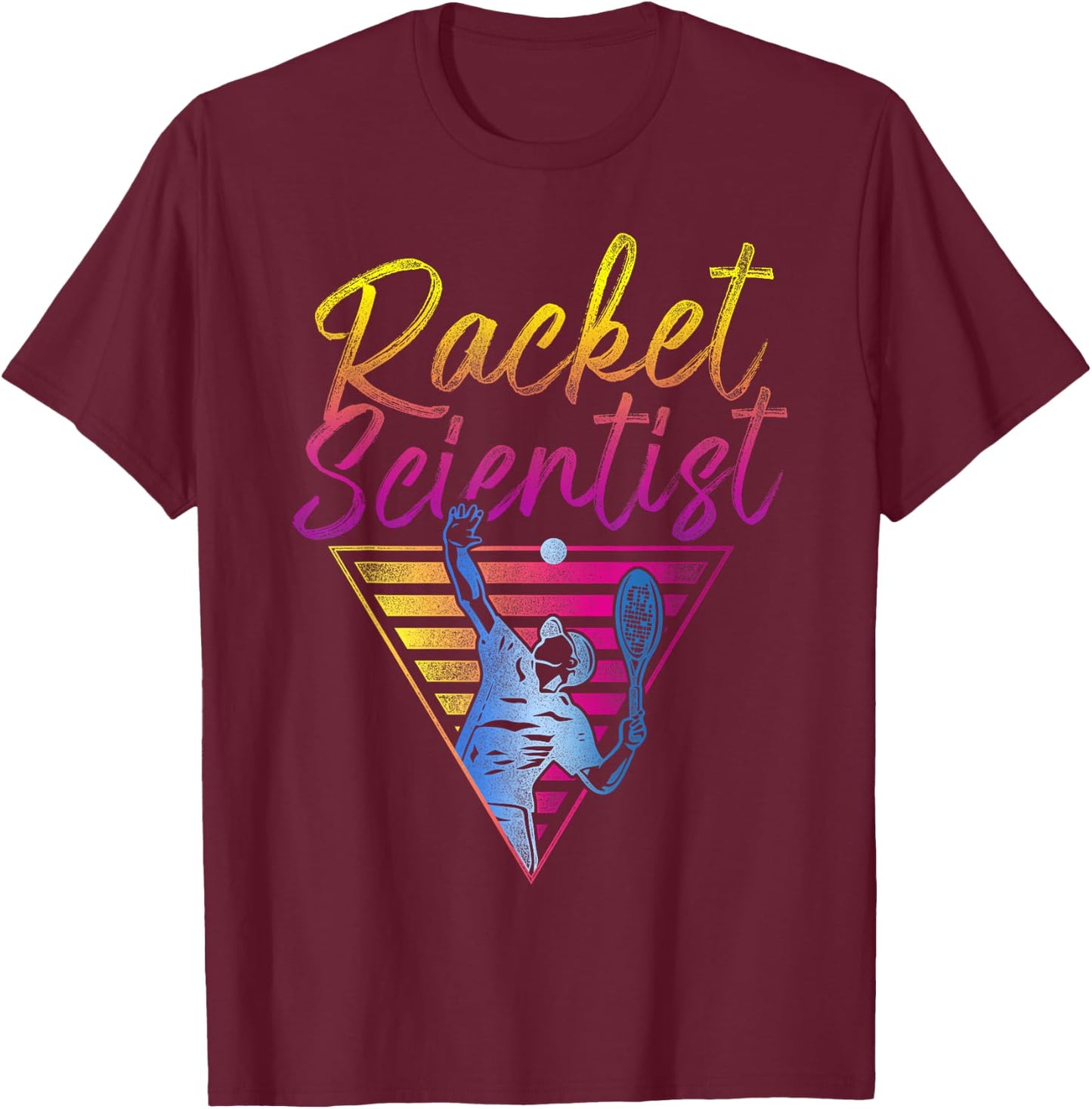 Funny Tennis Player Racket 80s 90s Retro Vintage Pun Racket T-Shirt - T-Shirt | Maroon