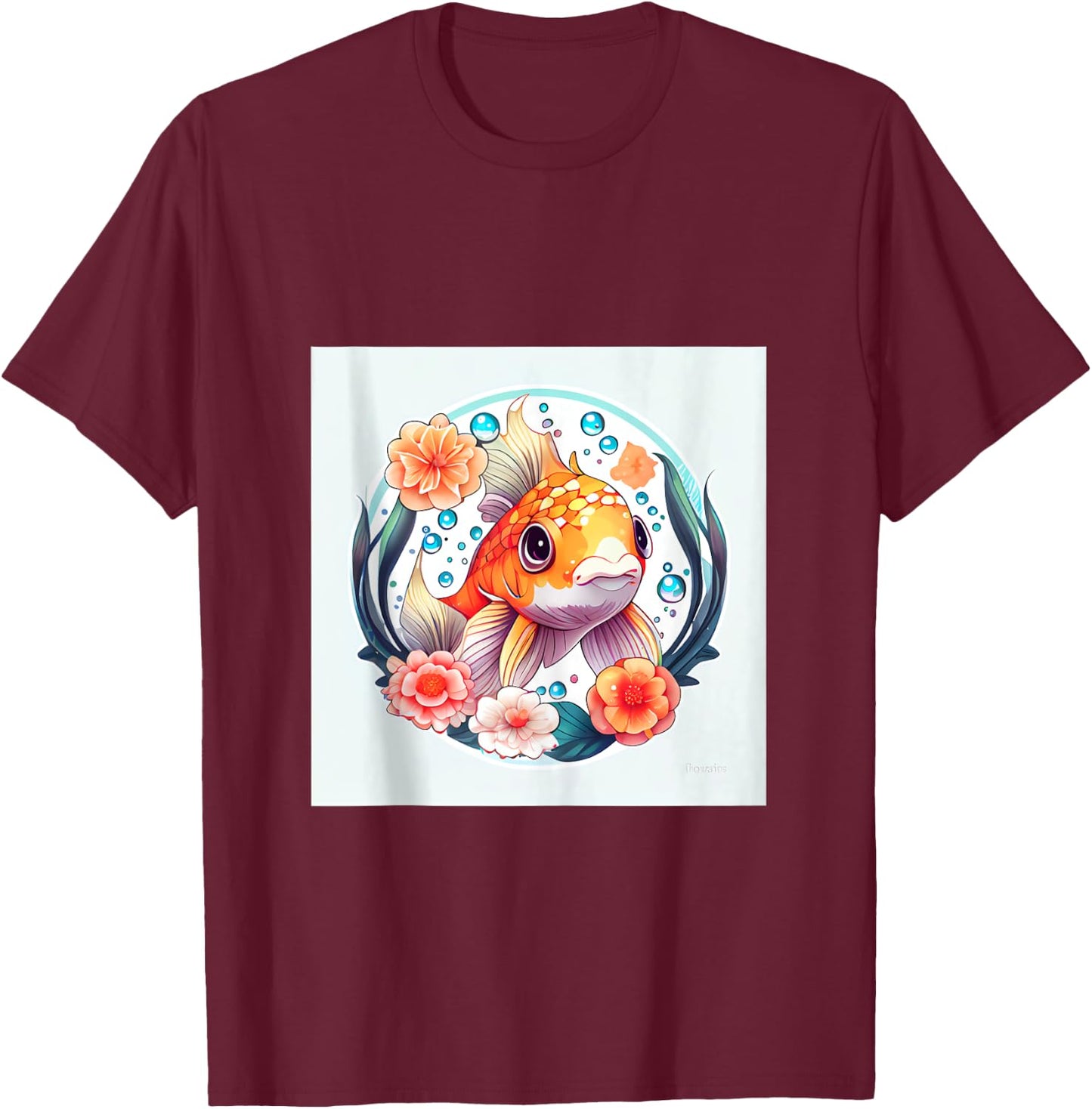 Enchanting Koi Carousel A Magical Ride of Cute Fish T-Shirt - T-Shirt | Maroon