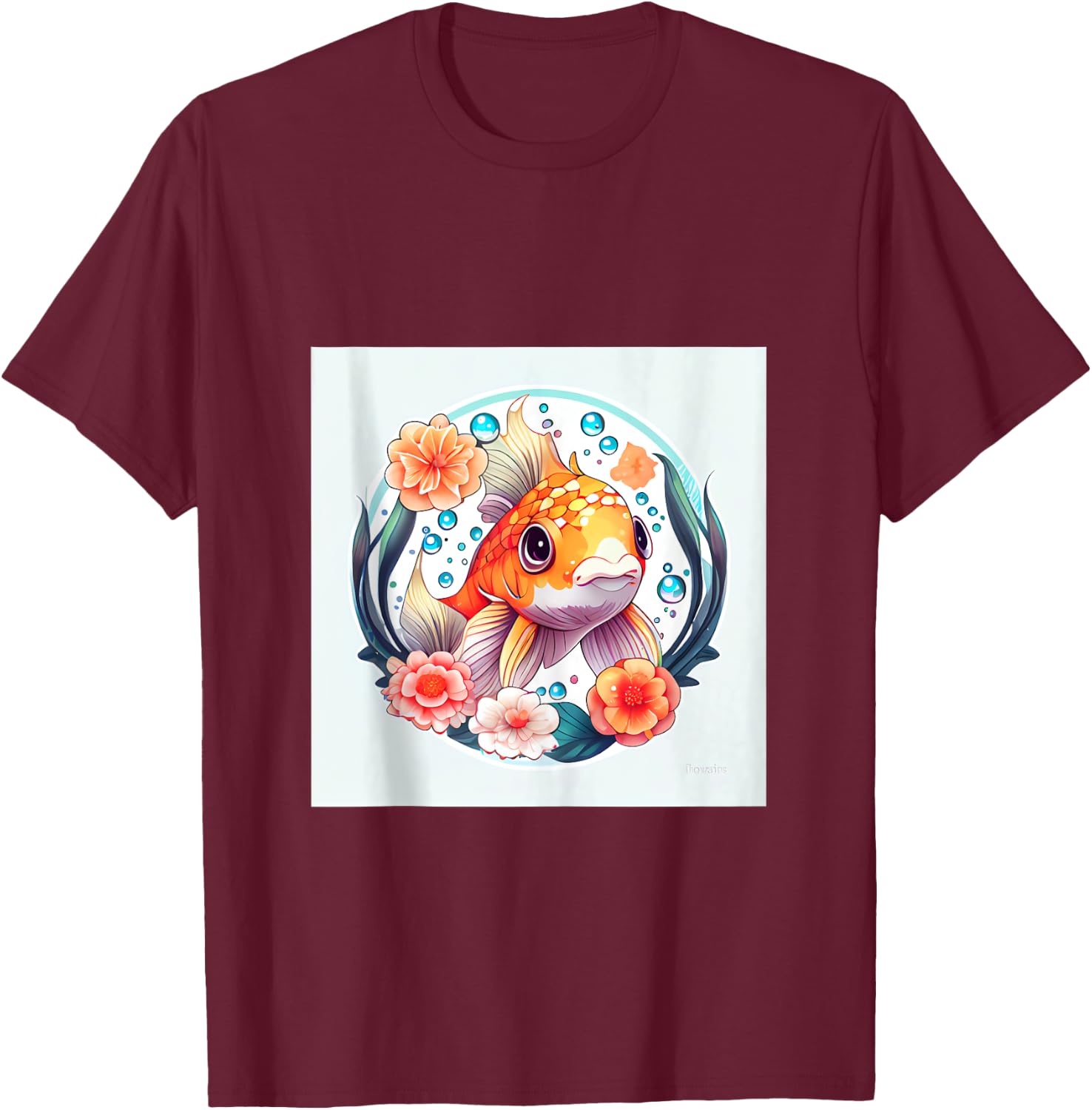 Enchanting Koi Carousel A Magical Ride of Cute Fish T-Shirt - T-Shirt | Maroon