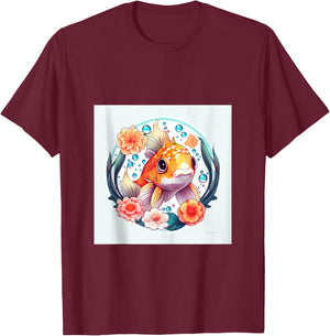Enchanting Koi Carousel A Magical Ride of Cute Fish T-Shirt - T-Shirt | Maroon