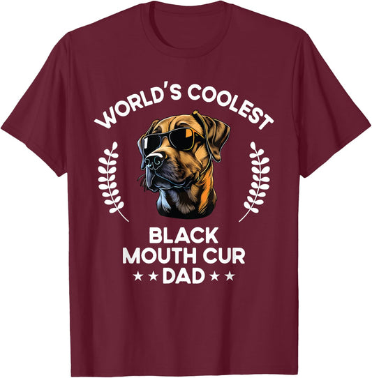 World's Coolest Dog Dad Papa - Men Black Mouth Cur T-Shirt - T-Shirt | Maroon