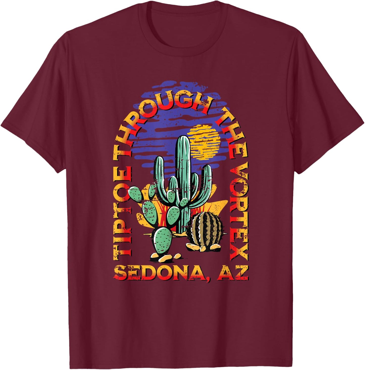 Fun Sedona AZ Distressed Design T-Shirt - T-Shirt | Maroon