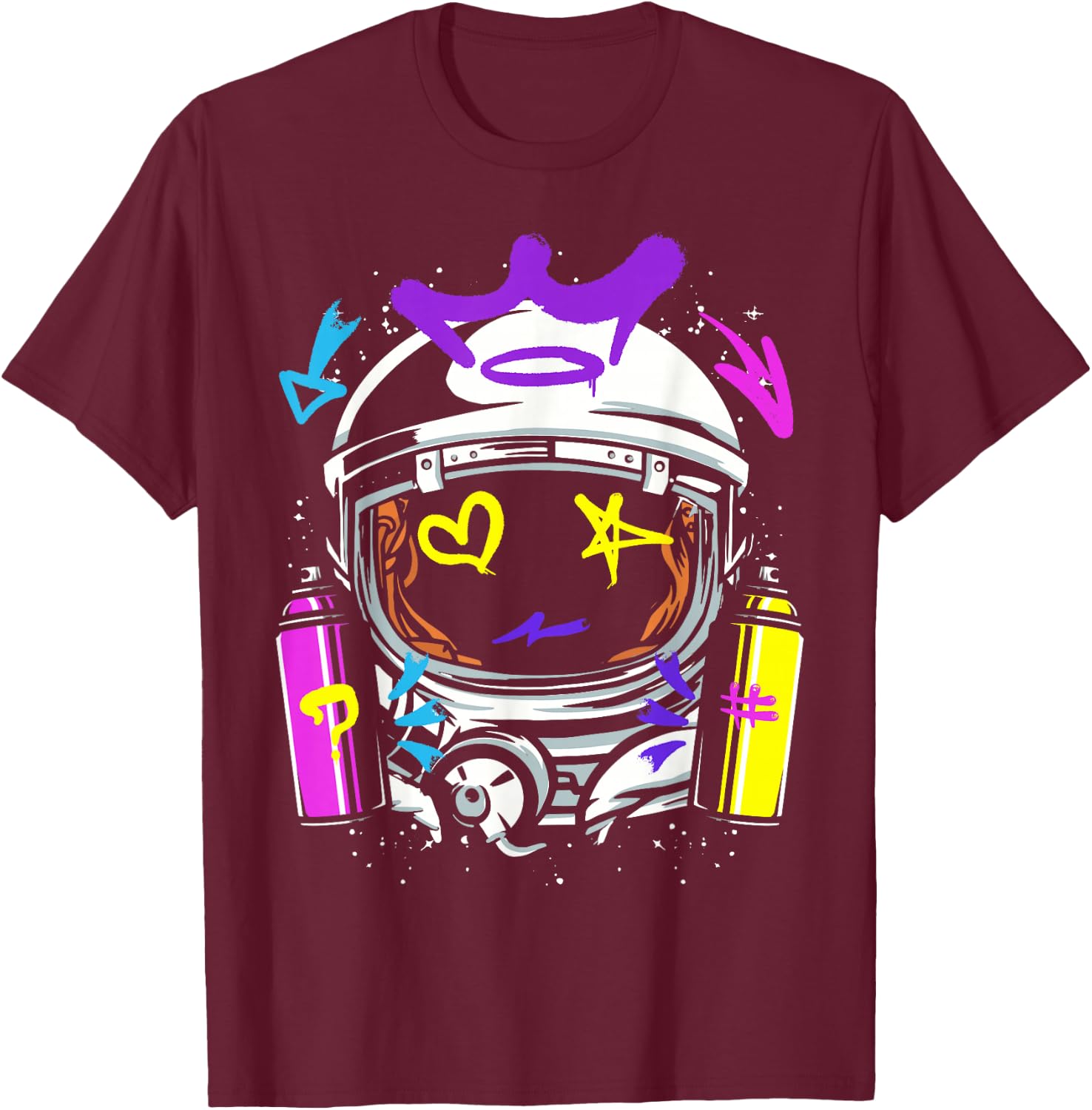 Graffiti Astronaut Spray Paint Street Art Drawing Artist T-Shirt - T-Shirt | Maroon