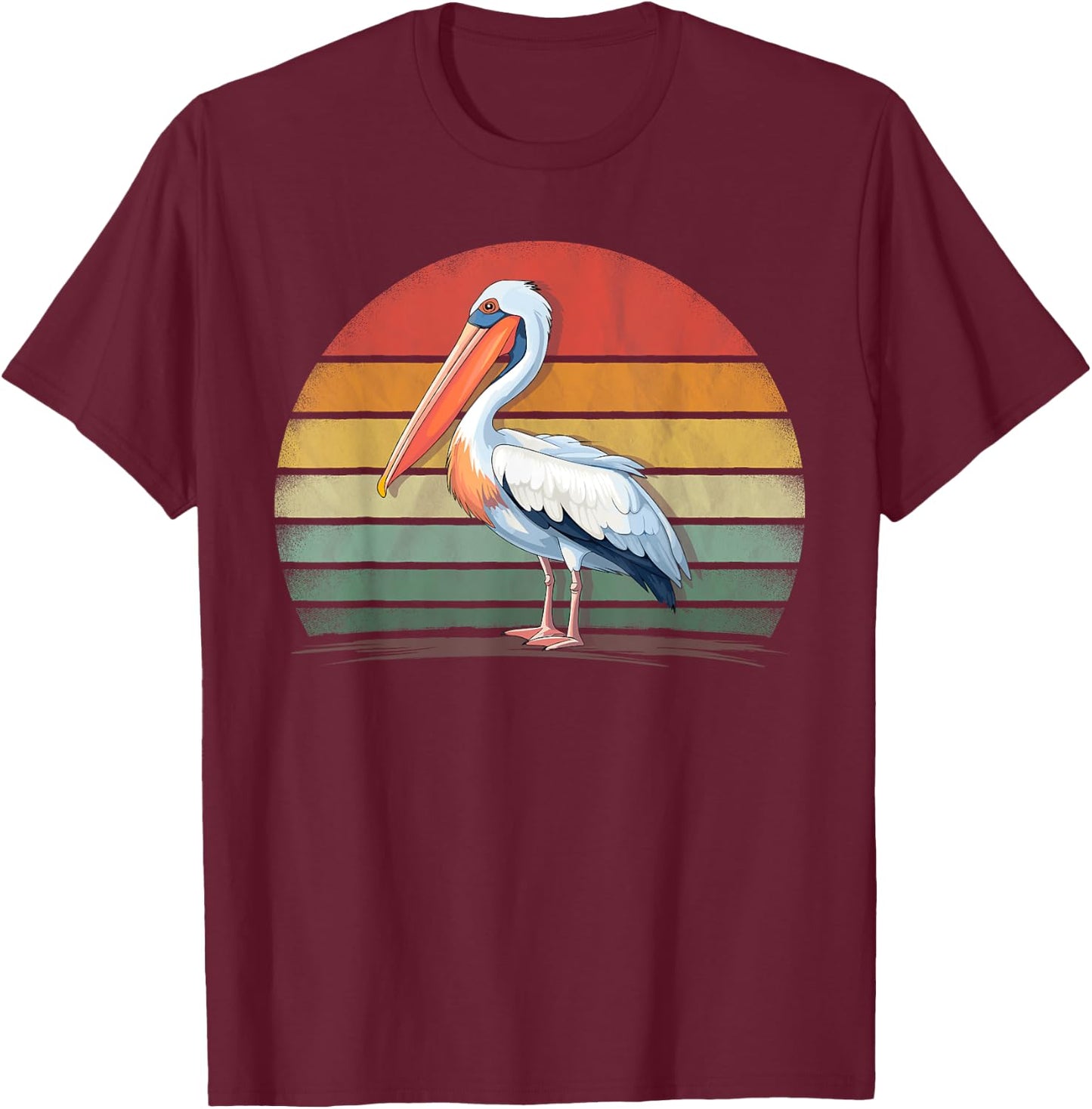 Pelican Bird Lover Retro Style Distressed Vintage Pelican T-Shirt - T-Shirt | Maroon